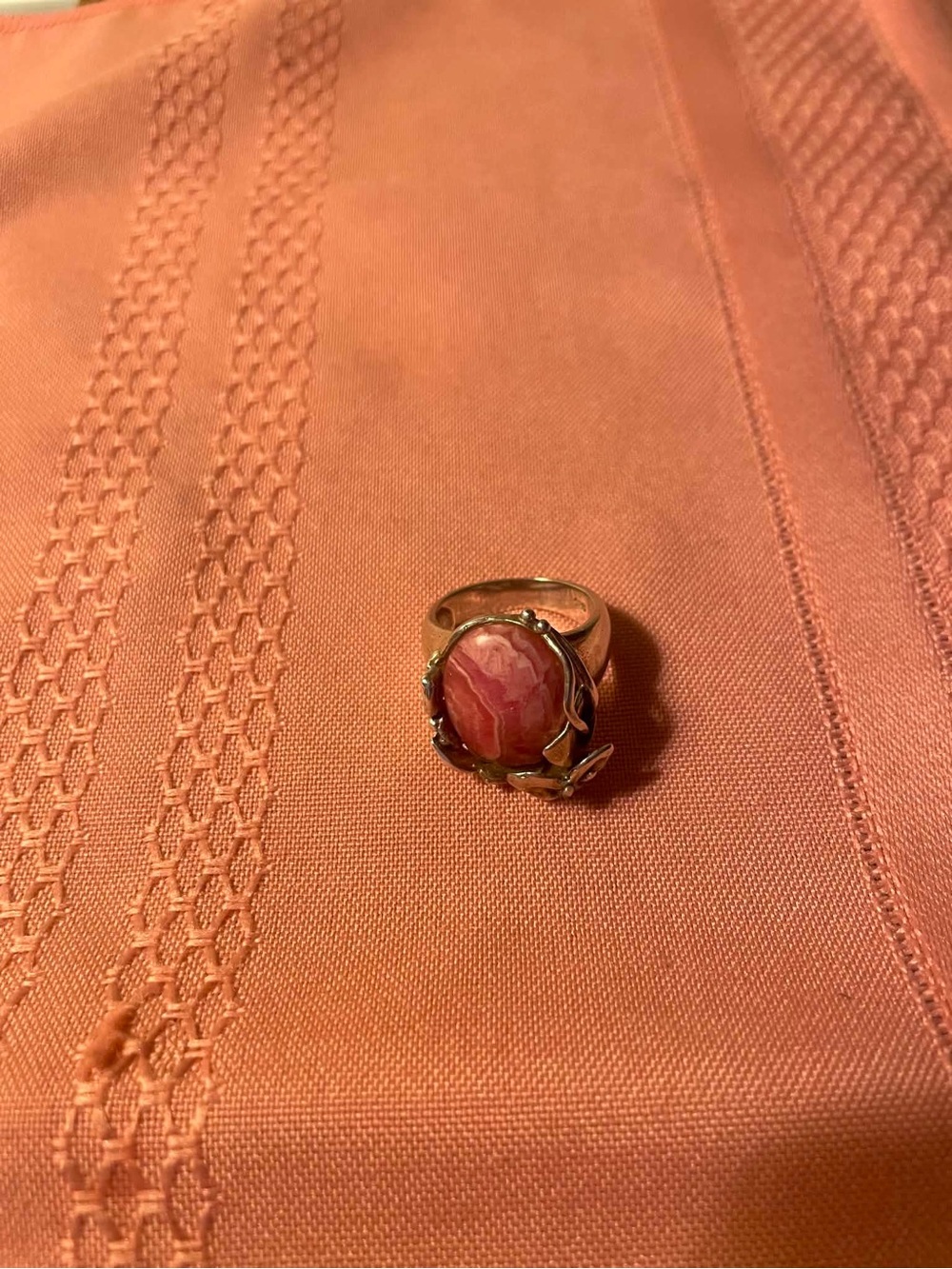 Sterlong Silver Rhodochrosite with floral embellishments